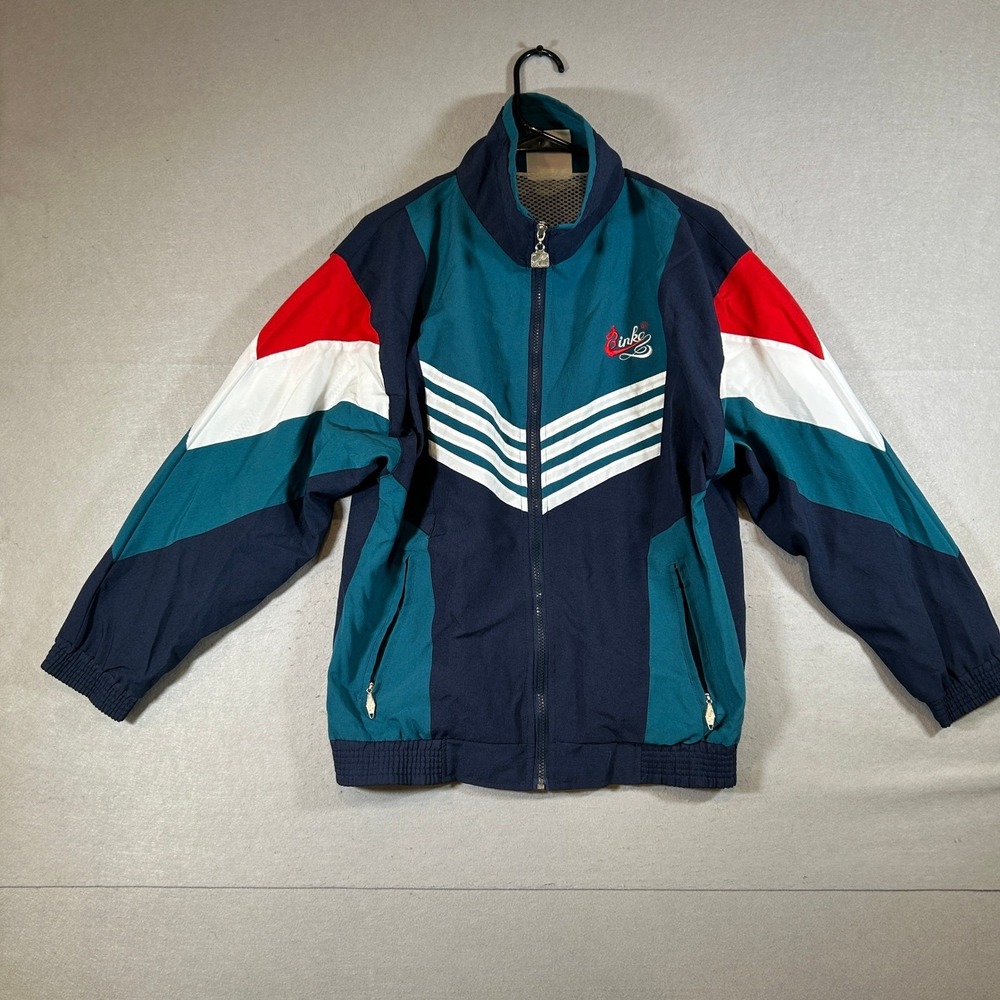 Binke Deluxe Sportswear Tracksuit Set Mens Navy Teal Red 80s Jacket Pants Size S